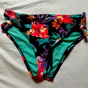 California Sunshine Floral Print Small Bikini Bottom w/ Ties on Hip